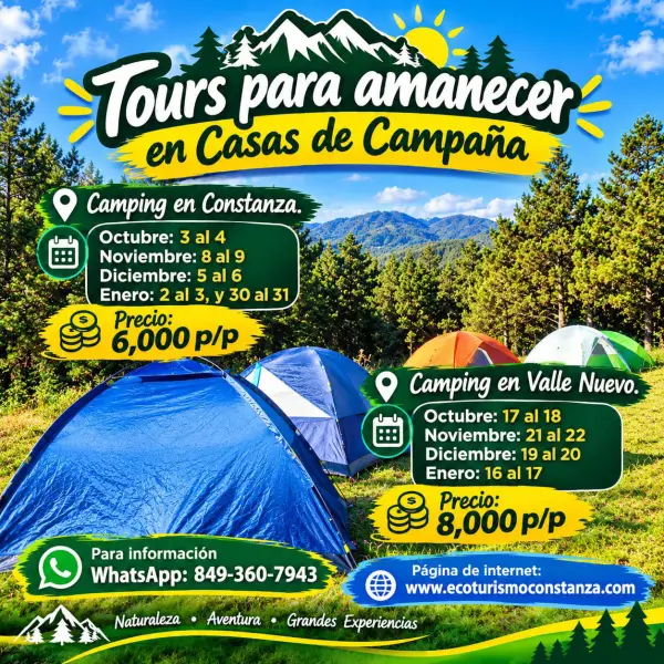 Tour para amanecer en casas de campaña en Constanza